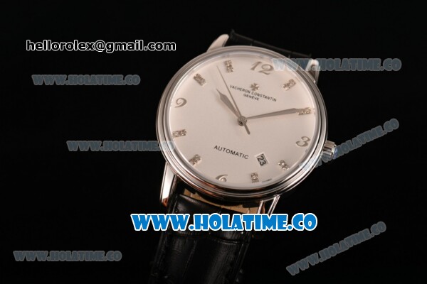 Vacheron Constantin Patrimony Miyota 9015 Automatic Steel Case with White Dial and Silver Arabic Numeral/Diamonds Stick Markers - Click Image to Close